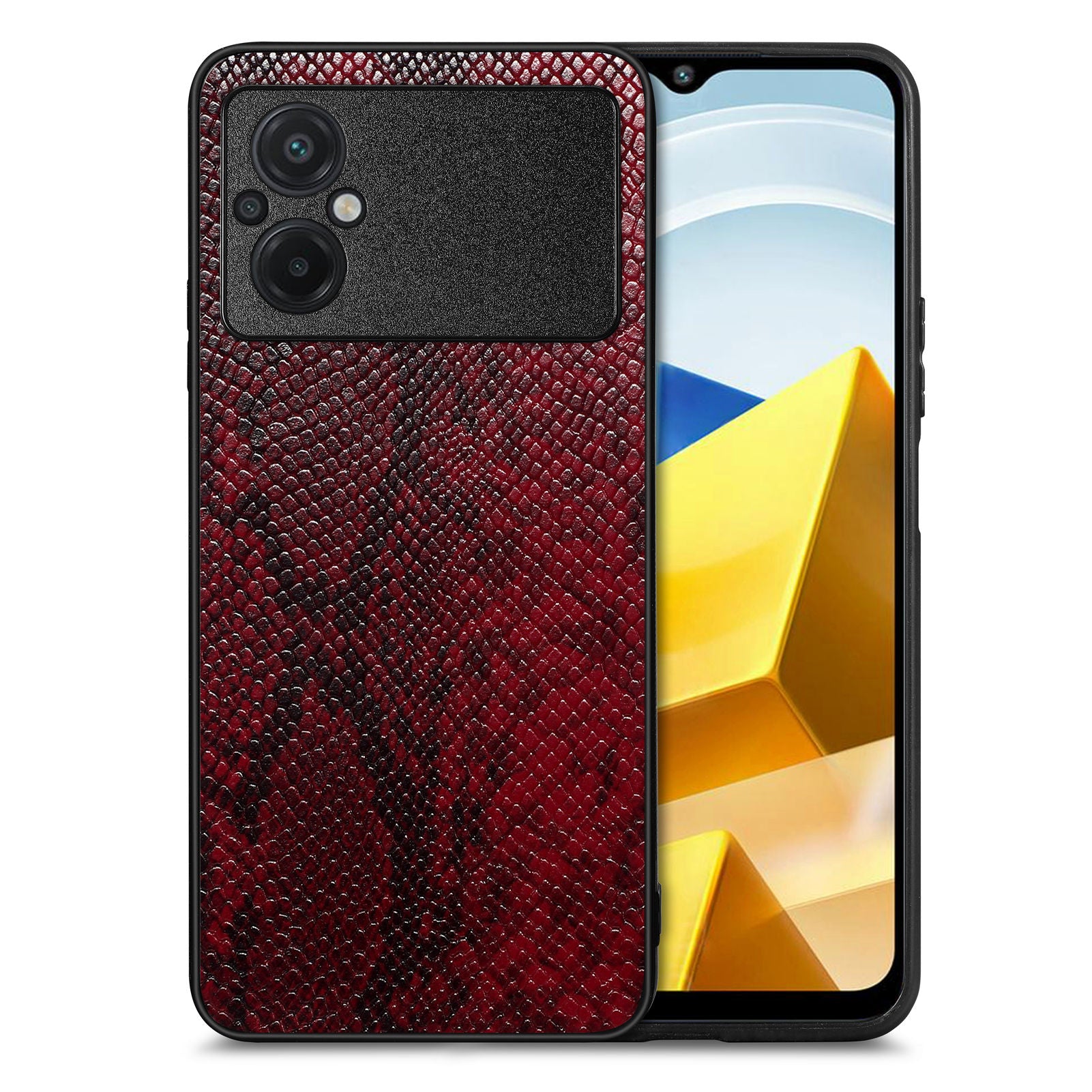 Cell Phone Cover for Xiaomi Poco M5 4G Snake Texture Anti-drop PU Leather Coated PC TPU Case Cell Phone Cover for Xiaomi Poco M5 4G Snake Texture Anti-drop PU Leather Coated PC TPU Case
